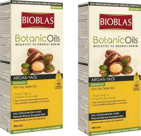 Bioblas Botanic Oils Argan Yağı Şampuan 2 x 360 ML ürün görseli 1