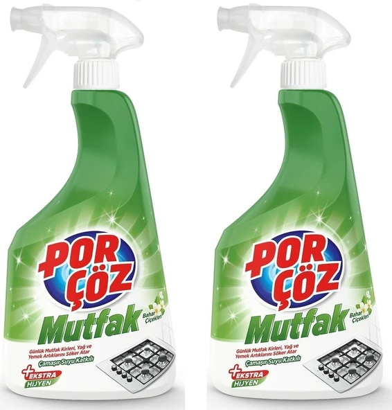 Porçöz Mutfak Temizleyici Sprey Çamaşır Suyu Katkılı 2 x 750 ML ürün görseli 1