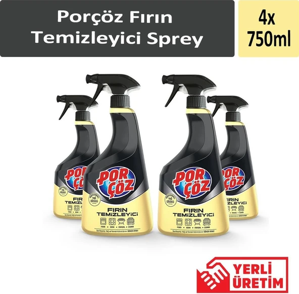 Porçöz Fırın Temizleyici Sprey 4 x 750 ML ürün görseli 1