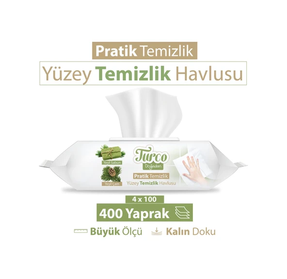 Baby Turco Doğadan Pratik Yüzey Temizlik Havlusu 4 x 100'lü ürün görseli 1