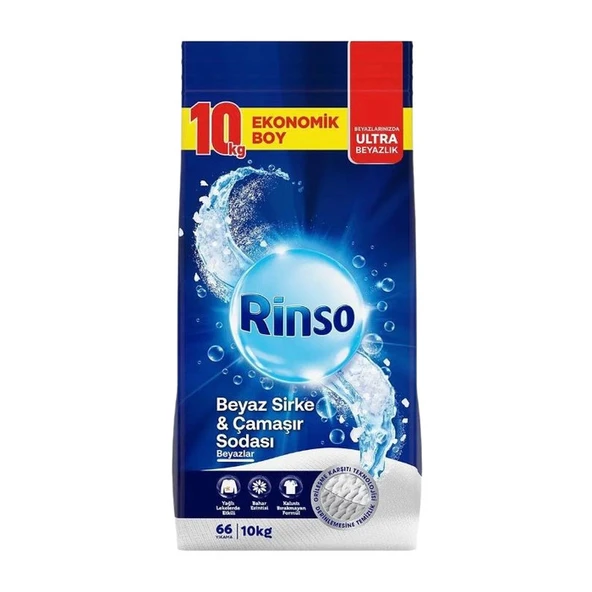 Rinso Beyaz Sirke Ve Çamaşır Sodası Beyazlar İçin Toz Deterjan 10 Kg ürün görseli 1
