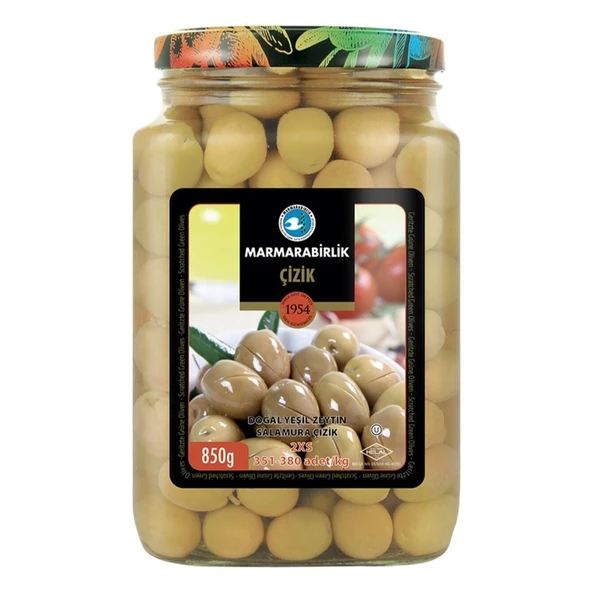 Marmara Birlik Yeşil Zeytin Çizik Xs 2xs 850 Gr ürün görseli 1