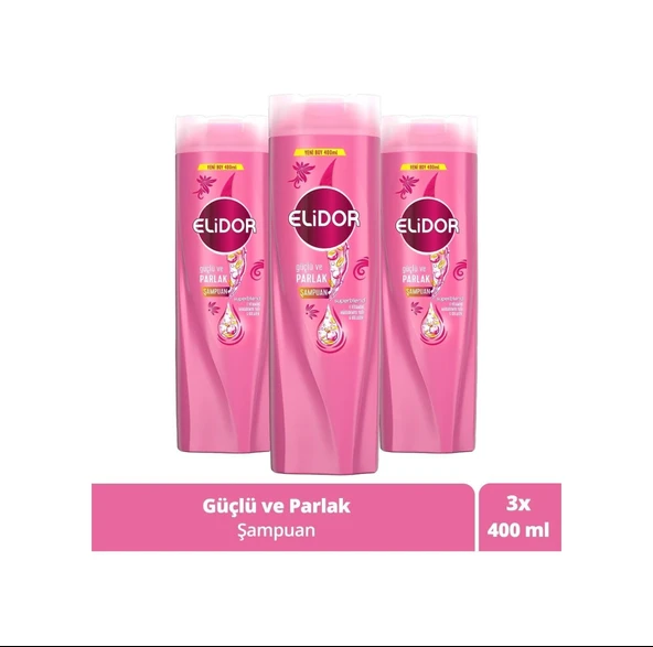 Elidor Güçlü ve Parlak Superblend Saç Bakım Şampuanı 3 x 400 ML ürün görseli 1