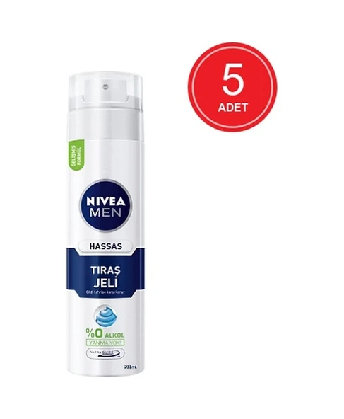 Nivea Men Hassas Tıraş Jeli 5 x 200 ML ürün görseli 1
