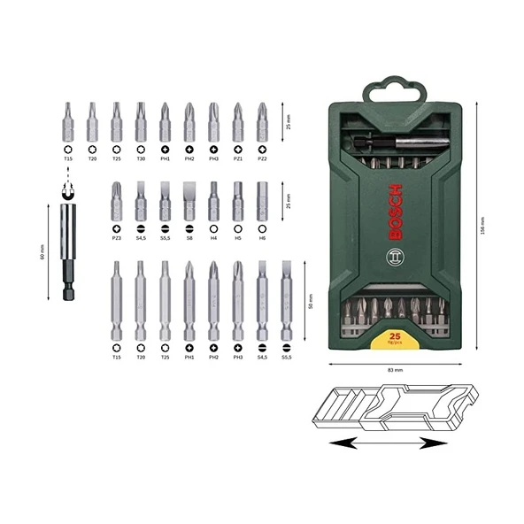 Bosch 25 Parçalı X-Line Vidalama Seti - Resim 4
