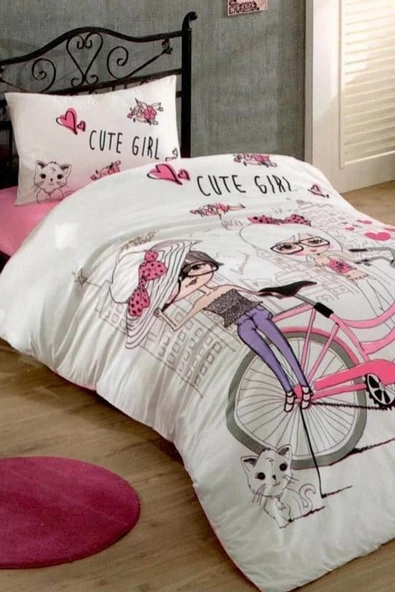 Kristal Ranforce Tek Kişilik Nevresim Takımı Cute Girls ürün görseli 1