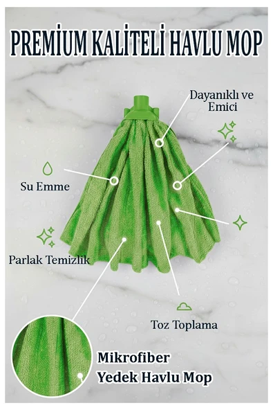 Mikrofiber Yeşil Mop Paspas Yedek Ucu 1 Adet Kaliteli Mikrofiber Parke Mermer Seramik Fayans Paspas Laminant Temizlik ürün görseli 1