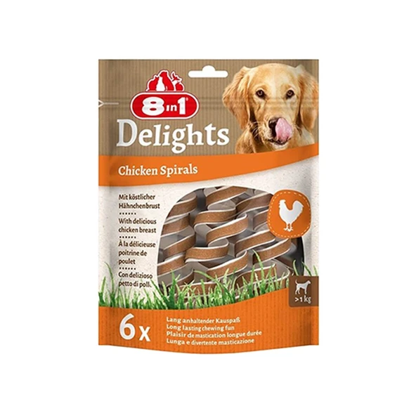 8in1 Smart Delights Chicken Spirals Tavuklu Burgu Köpek Ödül Maması 6'lı 60 Gr ürün görseli 1