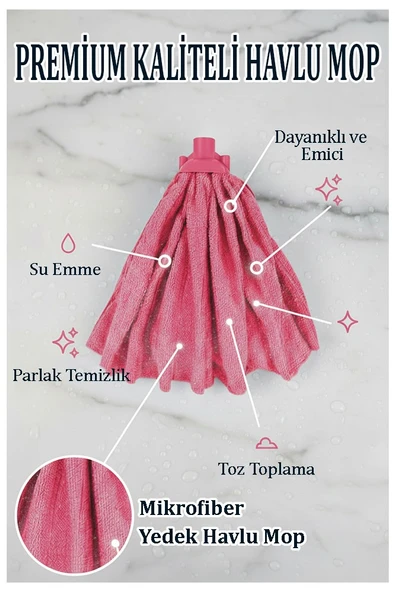 Mikrofiber Pembe Mop Paspas Yedek Ucu 1 Adet Kaliteli Mikrofiber Parke Mermer Seramik Fayans Paspas Laminant Temizlik ürün görseli 1
