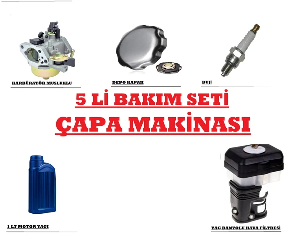 DALAZ, FIRTINA Çapa Makinesi UYUMLU BAKIM SETİ 5'Lİ KARBÜRATÖR,FİLTRE,BUJİ,1 LT YAG ürün görseli 1