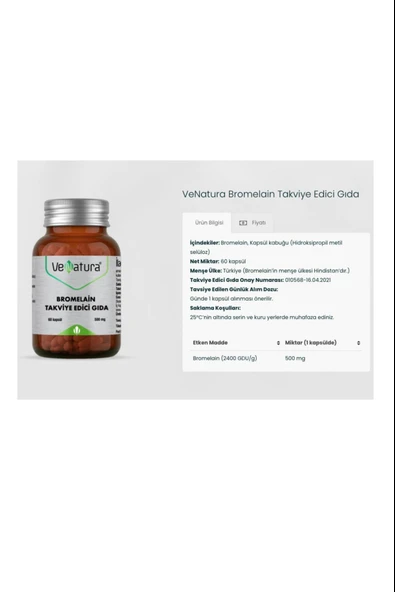 VeNatura Bromelain 60 Kapsül 5 Adet - Resim 2