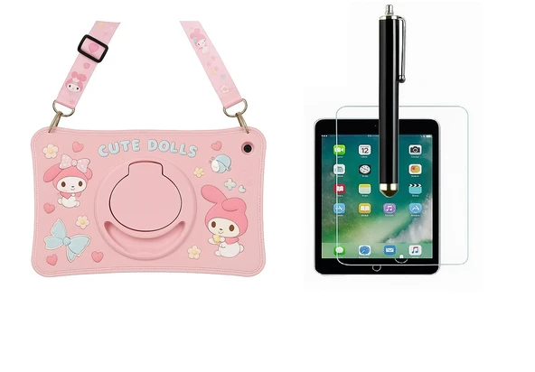 Ennar Lenovo Tab M10 HD 2.Nesil X306F 10.1'' Cute Dolls Askılı Tablet Kılıfı Pembe+Tablet Kalemi+Kırılmaz Cam Pembe ürün görseli 1
