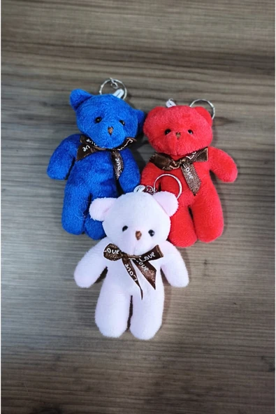 Peluş Ayıcık Anahtarlık Ve Çanta Süsü Hediyelik (12cm Boy) 3 Adet ürün görseli 1
