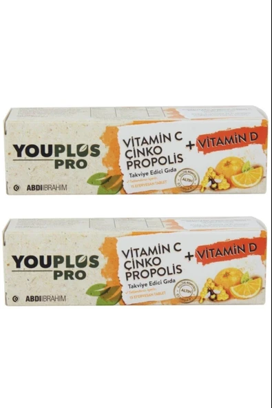 Youplus Pro Vitamin C D Çinko Propolis 15 Efervesan Tablet 2 Adet ürün görseli 1