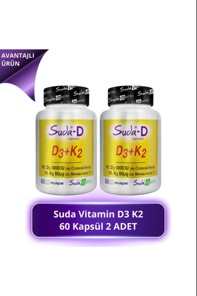 Suda Vitamin D3+K2 Vitamini 60  Kapsül 2 Adet ürün görseli 1