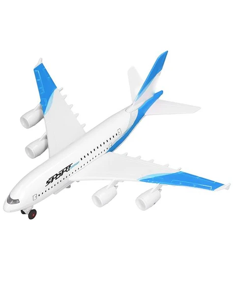 Ctoys Çek Bırak Metal Yolcu Uçağı Işıklı Sesli Mavi A3806A ürün görseli 1