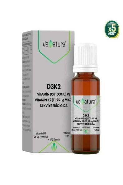 Venatura Vitamin D3 1000 Iu ve Vitamin K2 11,25 Ug Mk-7 5 Adet ürün görseli 1