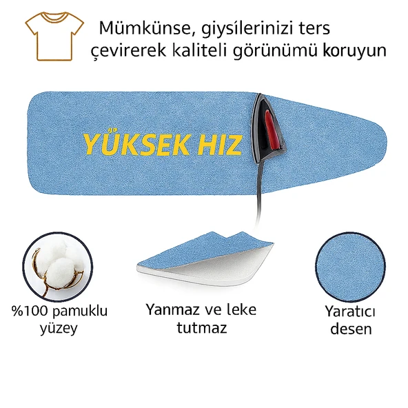 Ütü Masası Kılıfı Keçeli Mavi Renk - Resim 2