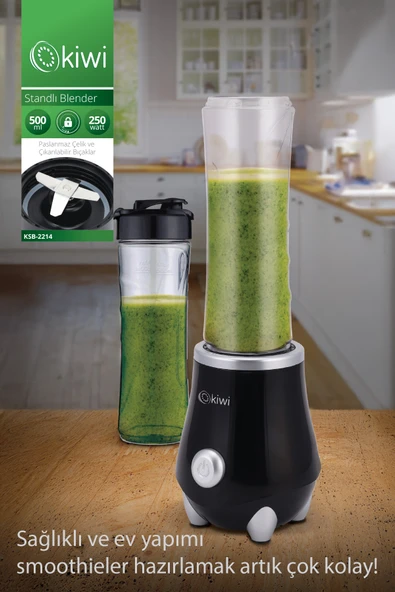Kiwi KSB-2214 Standlı Sporcu Blender - Kişisel Smoothie Blender 500 ml Bardaklı ürün görseli 1