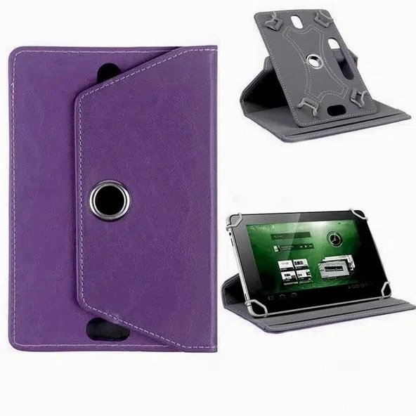 Ennar Dark EvoPad M7420X5 (3G) - 7" Tablet Uyumlu Standlı Tablet Kılıfı Mor + Nano Ekran Koruyucu Mor ürün görseli 1