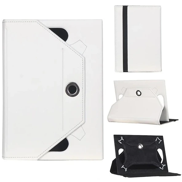 Ennar Hometech Alfa 7 RC 7" Tablet Uyumlu Standlı Üniversal Kapaklı Tablet Kılıfı Beyaz Beyaz ürün görseli 1