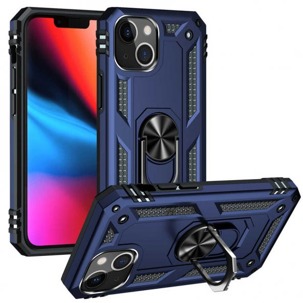 iPhone 13 Kılıf Yüzüklü Standlı Manyetikli Armor Zırh Silikon ürün görseli 1
