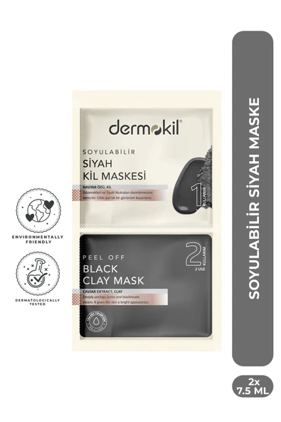 Dermokil Soyulabilir Siyah Kil Maskesi 2* 7.5 ml ürün görseli 1