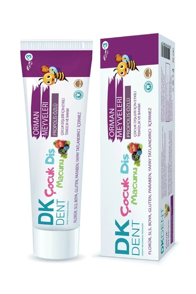 DKDENT Orman Meyveleri Özlü Fırçalı Çocuk Diş Macunu (Florürsüz - Vegan) 50 ml ürün görseli 1