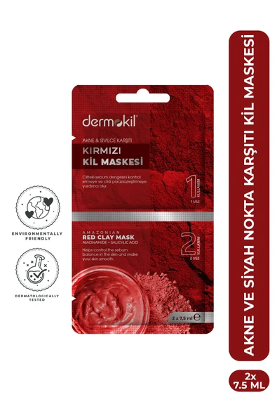Dermokil Kırmızı Kil Maskesi (Akne & Karşıtı) 2* 7.5 ml ürün görseli 1