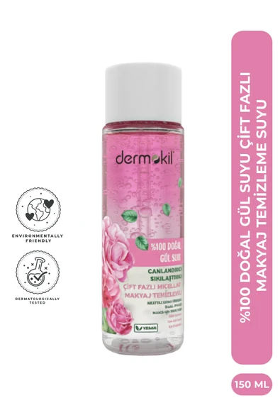 Dermokil %100 Doğal Gül Suyu Çift Fazlı Makyaj Temizleyici 150 ml ürün görseli 1