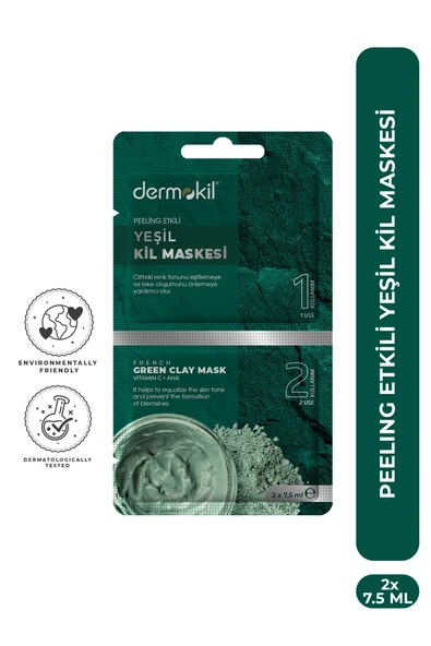 Dermokil Yeşil Kil Maskesi (Peeling Etkili ) 2*7.5 ml ürün görseli 1