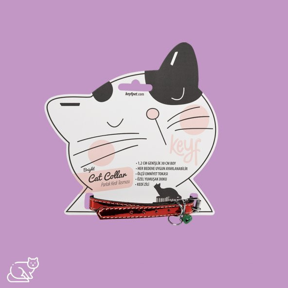 Kedi Tasması Parlak 1 2 Cm Genişlik 30 Cm Boy Zilli ürün görseli 1