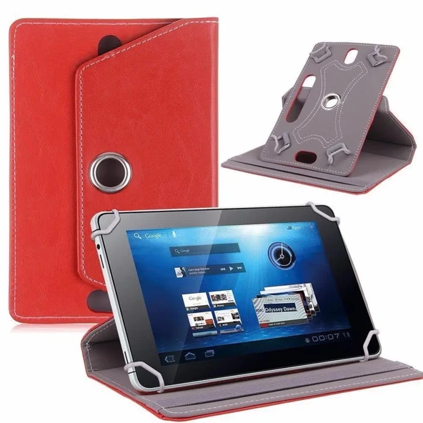 Ennar Reeder A8iS (3G) 8" Tablet Uyumlu Standlı Üniversal Kapaklı Tablet Kılıfı Kırmızı Kırmızı ürün görseli 1