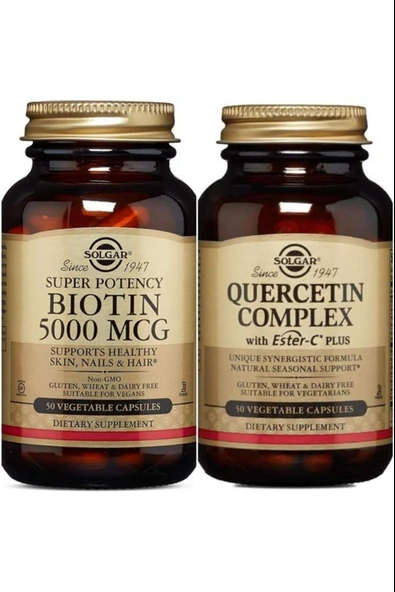 Solgar Biotin 5000 Mcg 50 Kapsül+ Solgar Quercetin Complex 50 Kapsül ürün görseli 1