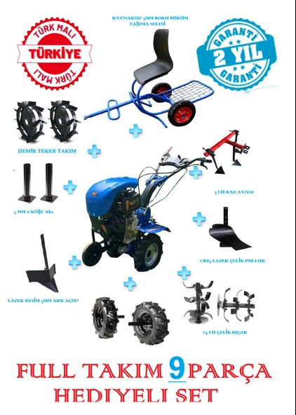 DALAZ TURBO 930-D PRO DİZEL ÇAPA MAKİNASI 70, BEYGİR DÖKÜMGÖVDE 24X BIÇAKLI,4 VİTES FULL SET 8 PARÇA ürün görseli 1