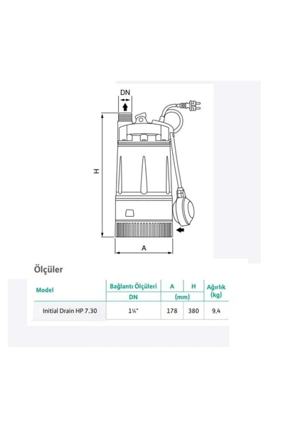 Wilo Drain HP 7.30 Yüksek Basınçlı Drenaj Dalgıç Pompa 30 mss 220 Volt - Resim 2