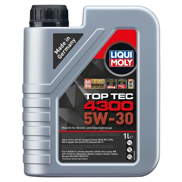 Liqui Moly Top Tec 4300 5W30 1 Lt Tam Sentetik Motor Yağı (2323) ürün görseli 1
