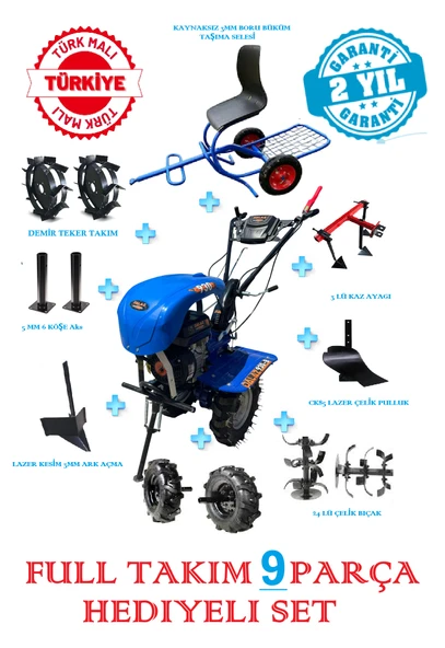 DALAZ TURBO 930B PRO BENZİNLİ ÇAPA MAKİNASI 7 BEYGİR DÖKÜM GÖVDE 24X BIÇAKLI,4 VİTES FUL SET 9 PARÇA ürün görseli 1