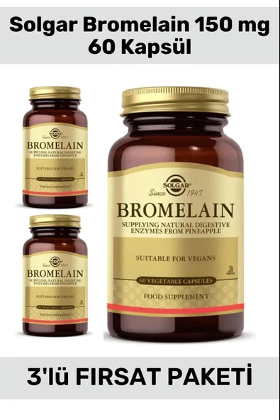 Solgar Bromelain 150 Mg 60 Kapsül 3 Adet ürün görseli 1