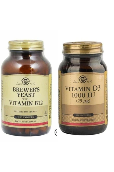 Solgar Brewer's Yeast With Vitamin B12 250 Tablet + Solgar Vitamin D3 1000ıu 100 Kapsül ürün görseli 1