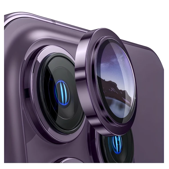 Ennar Apple iPhone 14 Pro Max Gerçek Cam Safir Lens Koruma Mor ürün görseli 1