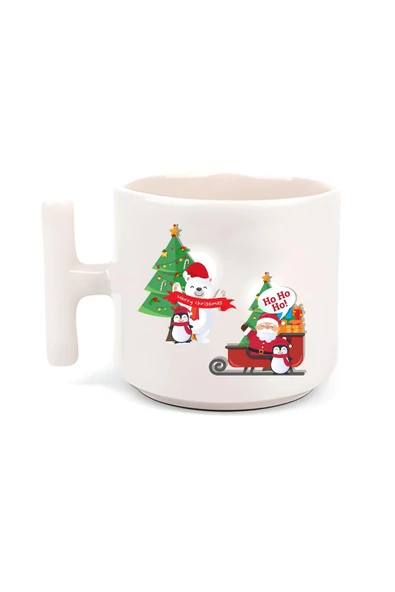 Yılbaşı Yeni Yıl Konseptli Noel Baba Merry Christmas T Kulp Motto Kahve  Çay Fincanı ürün görseli 1