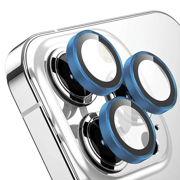 Ennar Apple iPhone 13 Pro Max Gerçek Cam Safir Lens Koruma Mavi ürün görseli 1