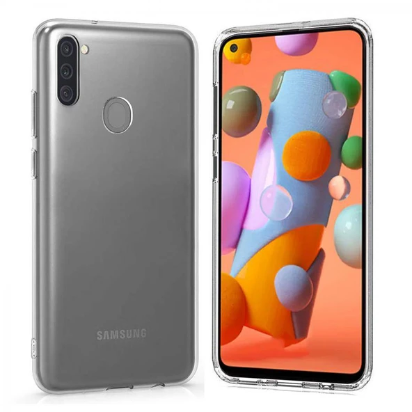 Samsung Galaxy M11 Kılıf Uyumlu Darbeye Dayanıklı 2.0 mm İnce Şeffaf Silikon Kapak ürün görseli 1