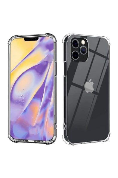Apple iPhone 12 Pro Uyumlu Darbeye Dayanıklı Köşe Korumalı Kılıf Anti Şok Şeffaf Kapak ürün görseli 1