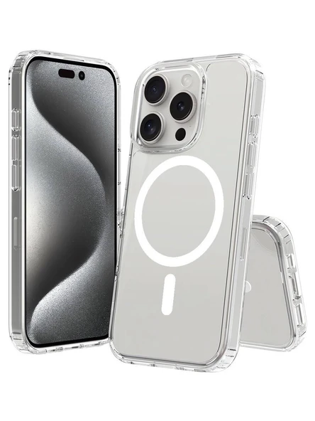 Apple iPhone 16 Pro Uyumlu MageSafe Wireless Şarj Özellikli Şeffaf Silikon Kılıf ürün görseli 1