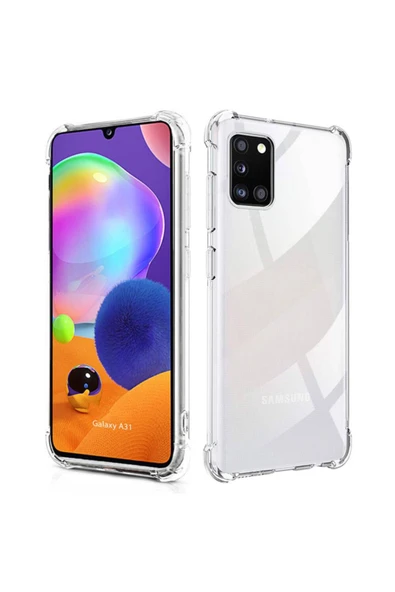 Samsung Galaxy A31 Uyumlu Darbeye Dayanıklı Köşe Korumalı Kılıf Anti Şok Şeffaf Kapak ürün görseli 1