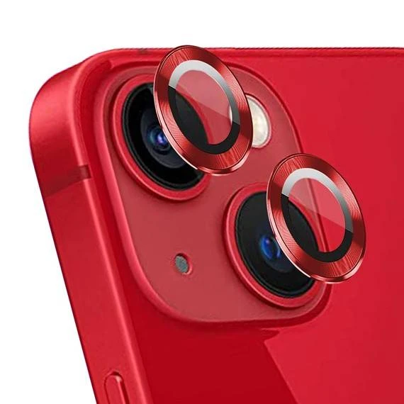 Ennar Apple iPhone 15 6.1''  Metal Çerçeveli Kamera Koruma Lensi Kırmızı ürün görseli 1