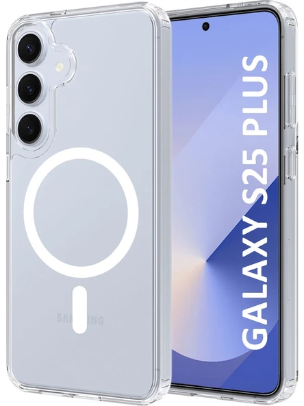 Samsung Galaxy S25 Plus Uyumlu MageSafe Wireless Şarj Özellikli Şeffaf Silikon Kılıf ürün görseli 1