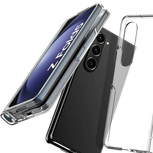 Ennar Samsung Galaxy Z Fold 5 Uyumlu Magsafe Sararmaz Şeffaf Sert Mika Silikon Kılıf ürün görseli 1